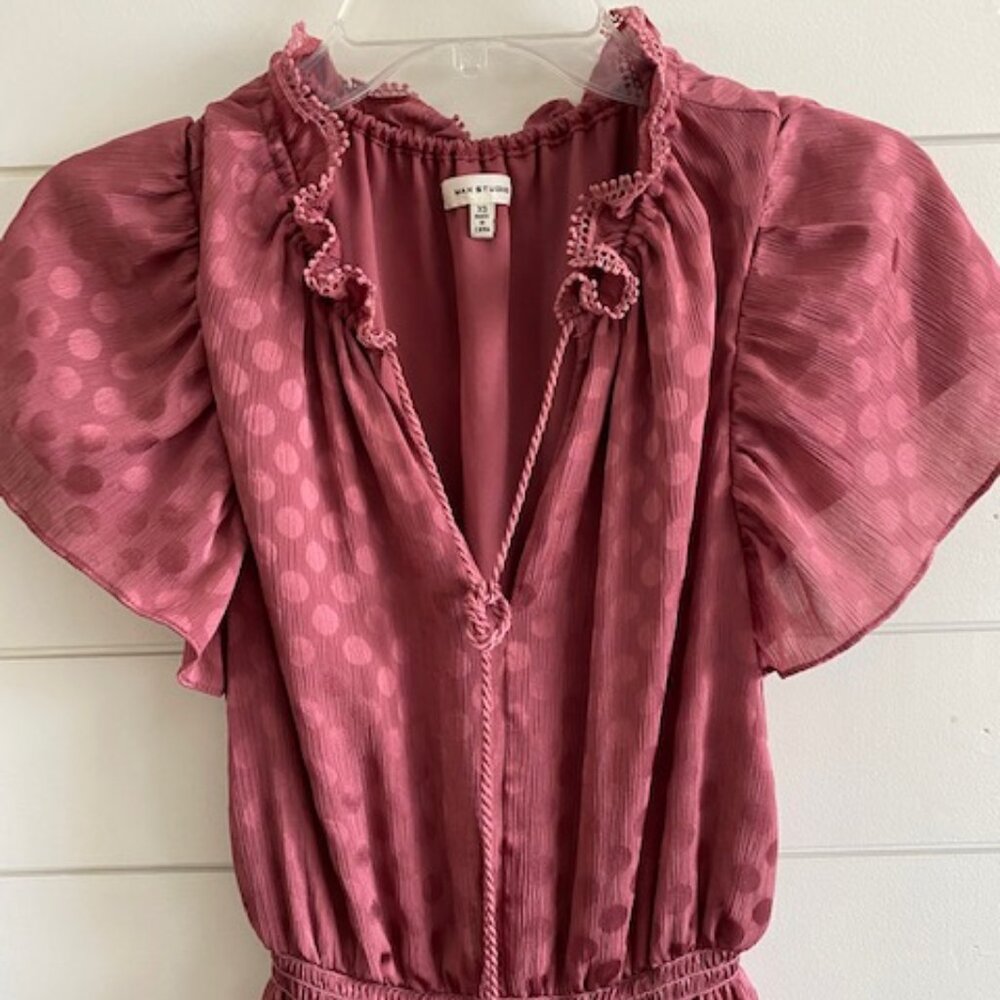 Z Max Studio Shiny Dot Jacquard Flutter Sleeve Dr… - image 2